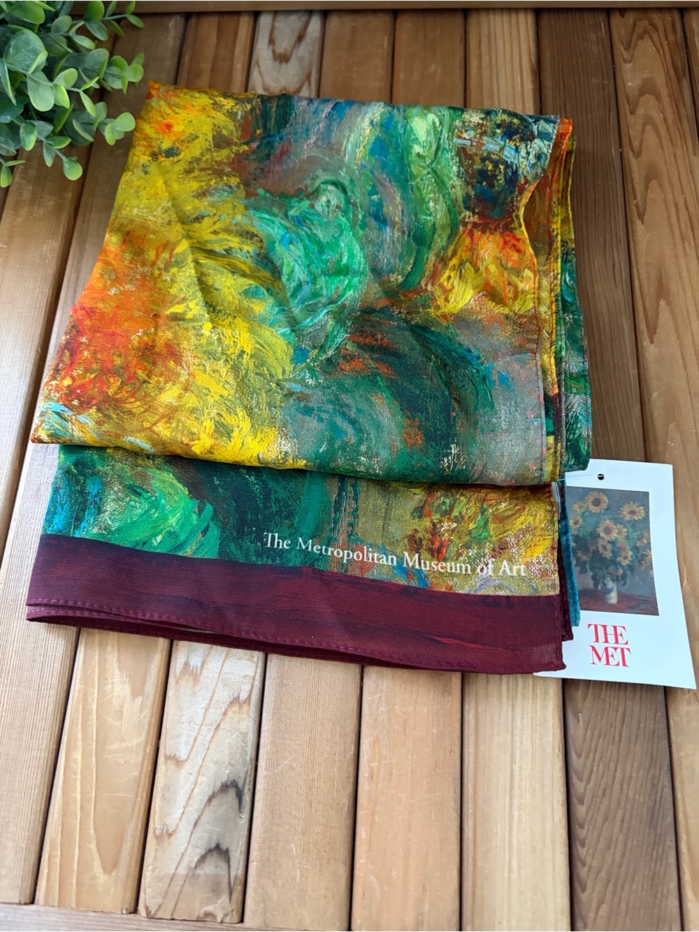 The Metropolitan Museum of Art Sunflower Monet Silk Scarf NWT - Picture 2 of 10